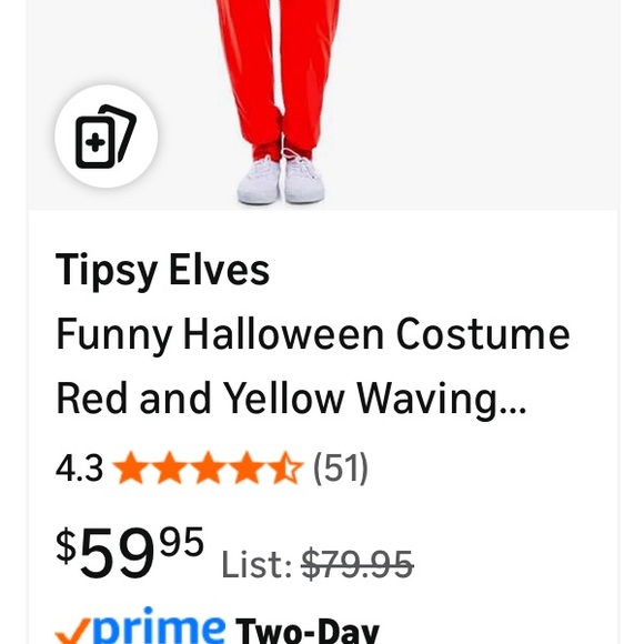 Tipsy Elves Sale Costume Red And Yellow Waving Tube Man Jumpsuit For Men (M) - Picture 8 of 8